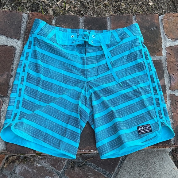 Under Armour Other - Under Armour Teal and Black Striped board Shorts size 34